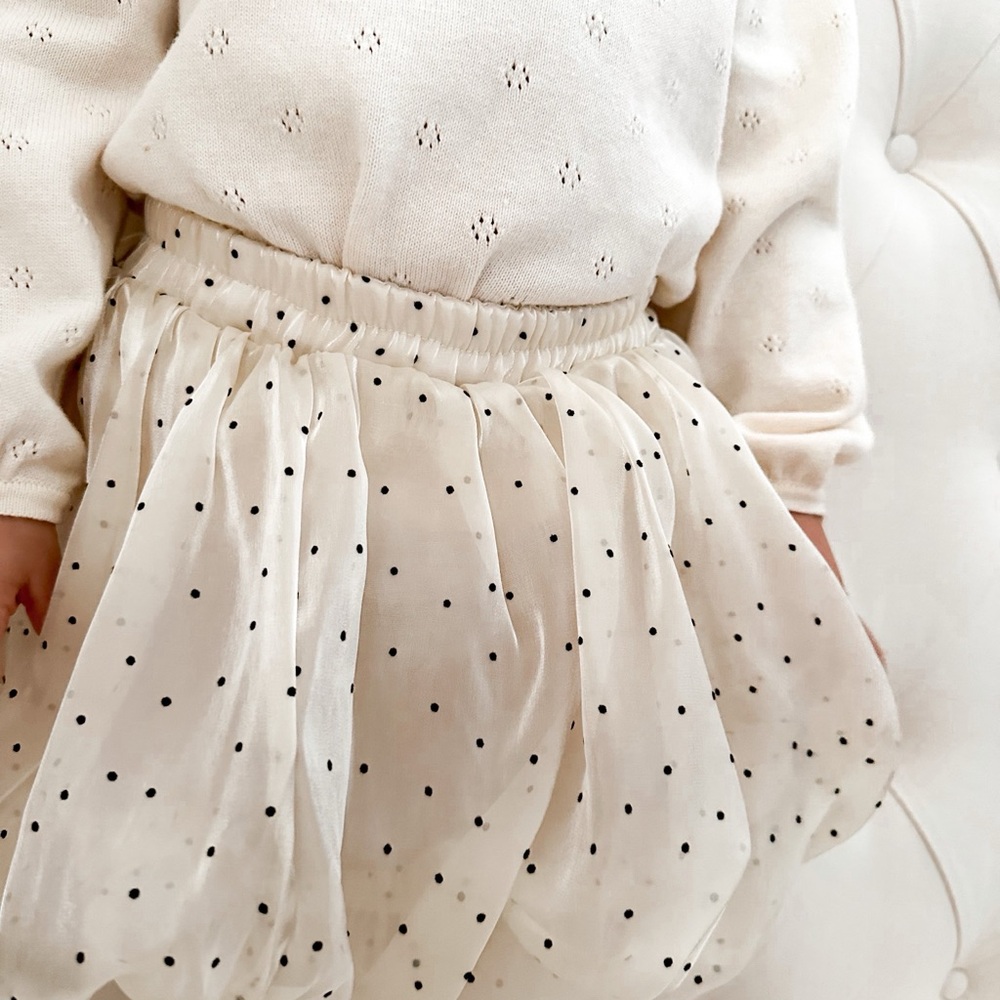 Cream Polka Dot Skirt for Kids